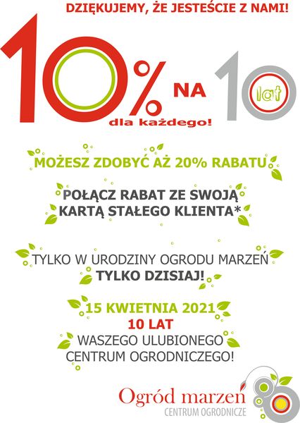 plakat 10% na 10 lat